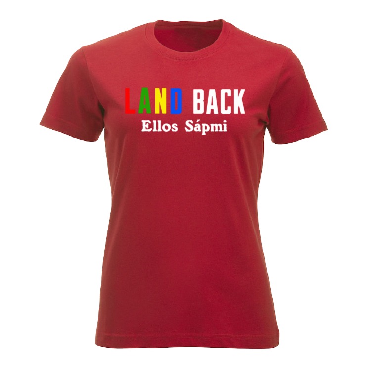 Land Back Ellos Sápmi T-shirt dame red/rød med hvit tekst